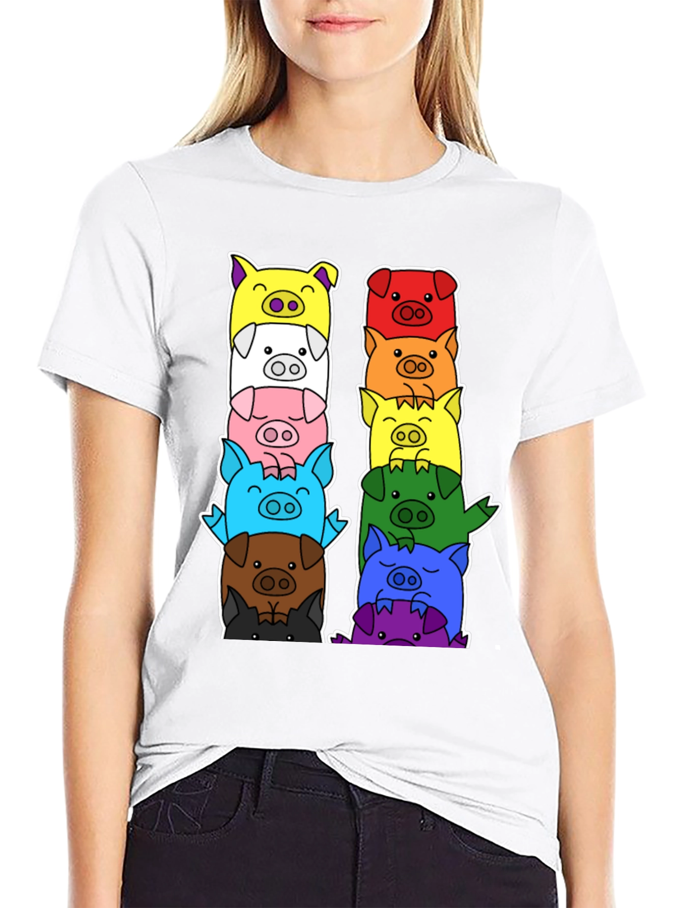 Colorful Pig Stack T-Shirt