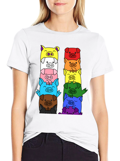 Colorful Pig Stack T-Shirt