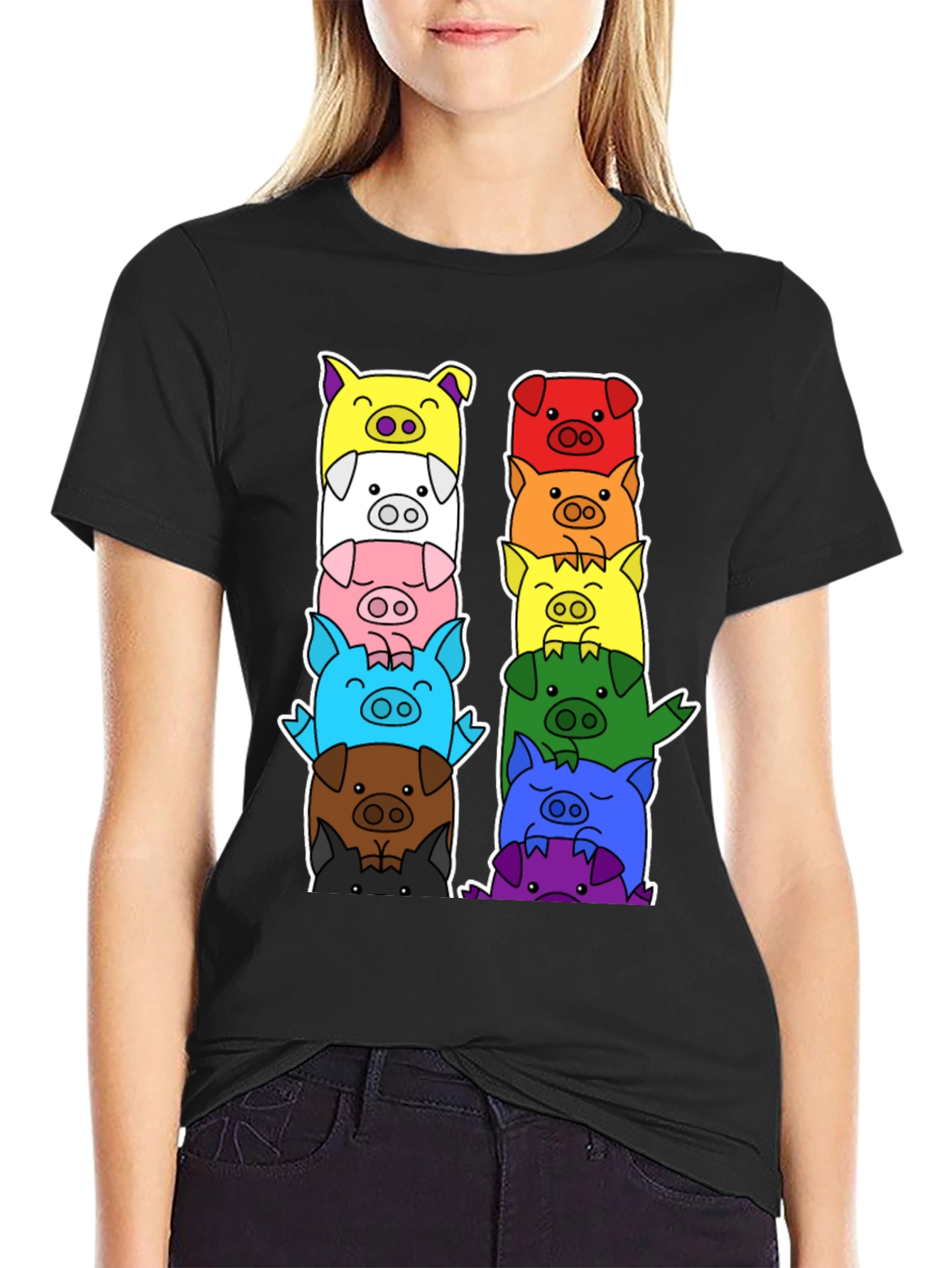 Colorful Pig Stack T-Shirt