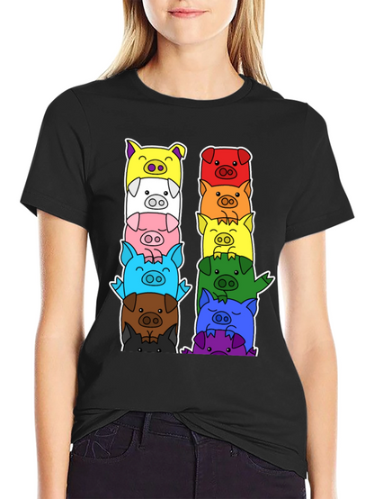 Colorful Pig Stack T-Shirt
