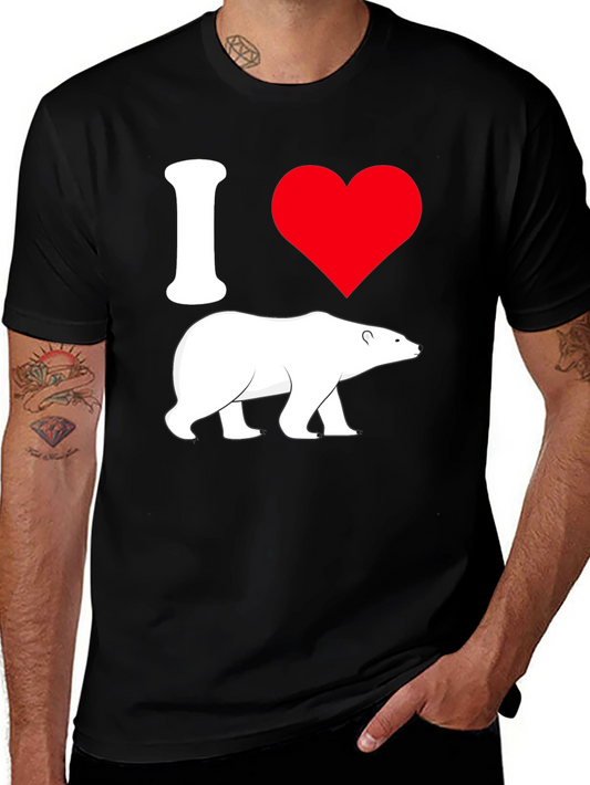 I Heart Polar Bears Black T-Shirt - Animal Lover Tee