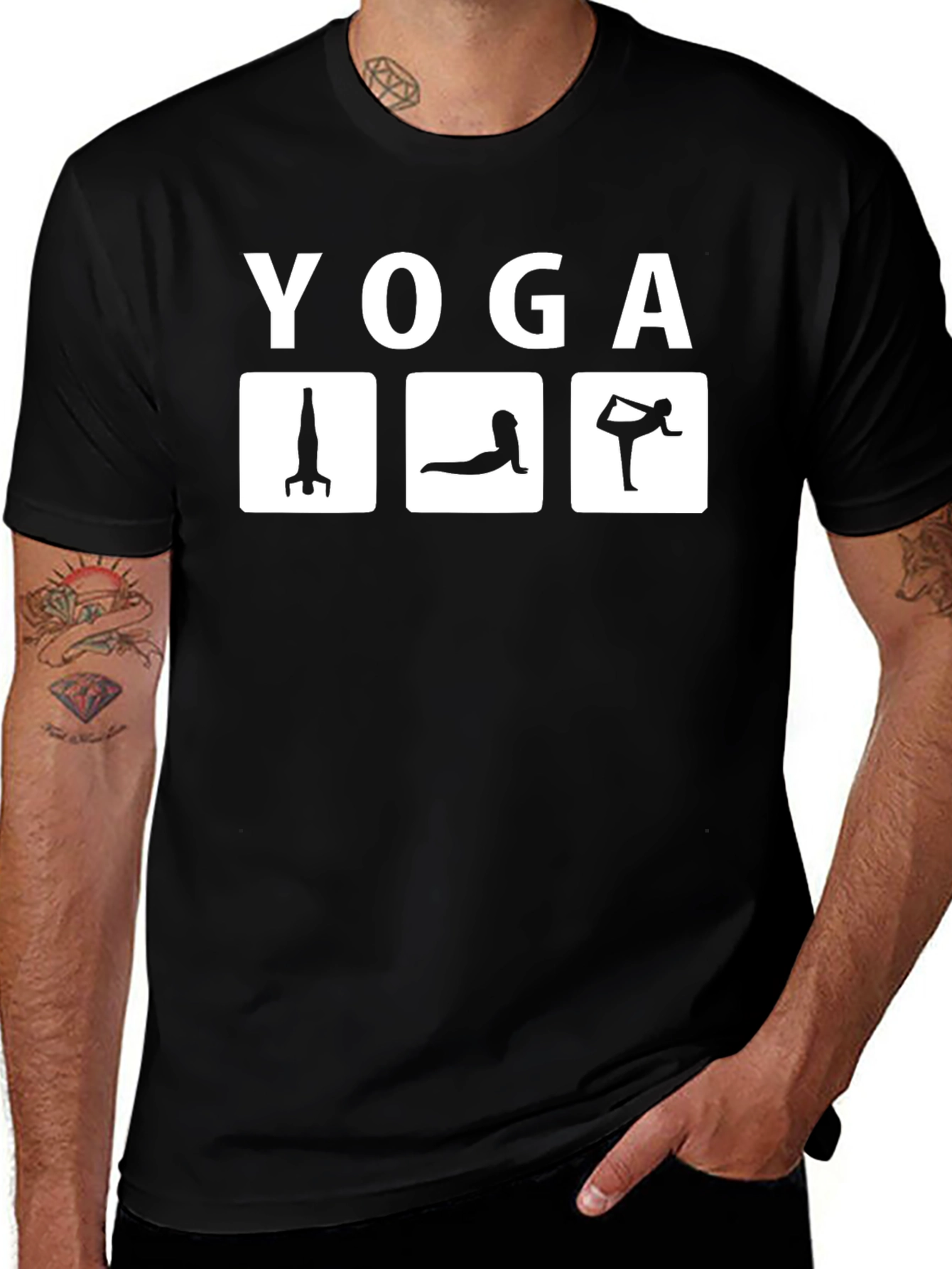 Yoga Pose Graphic T-Shirt - Black