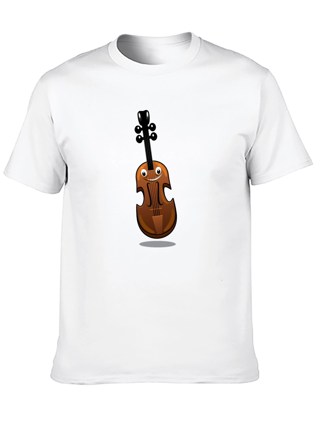 Funny Cartoon Violin Graphic Tee - Black Cotton Shirt