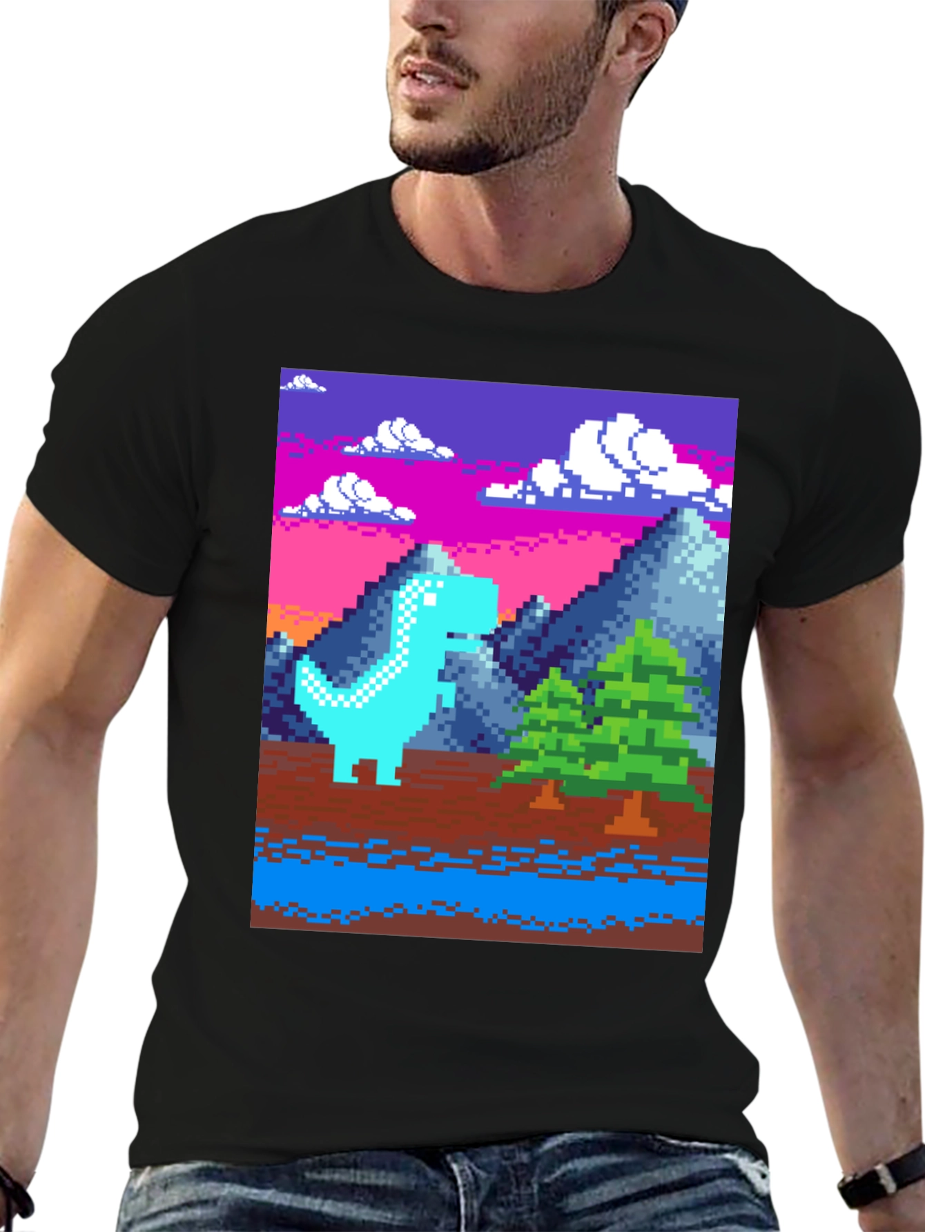 Pixel Dino T-Shirt - Retro Gaming Style