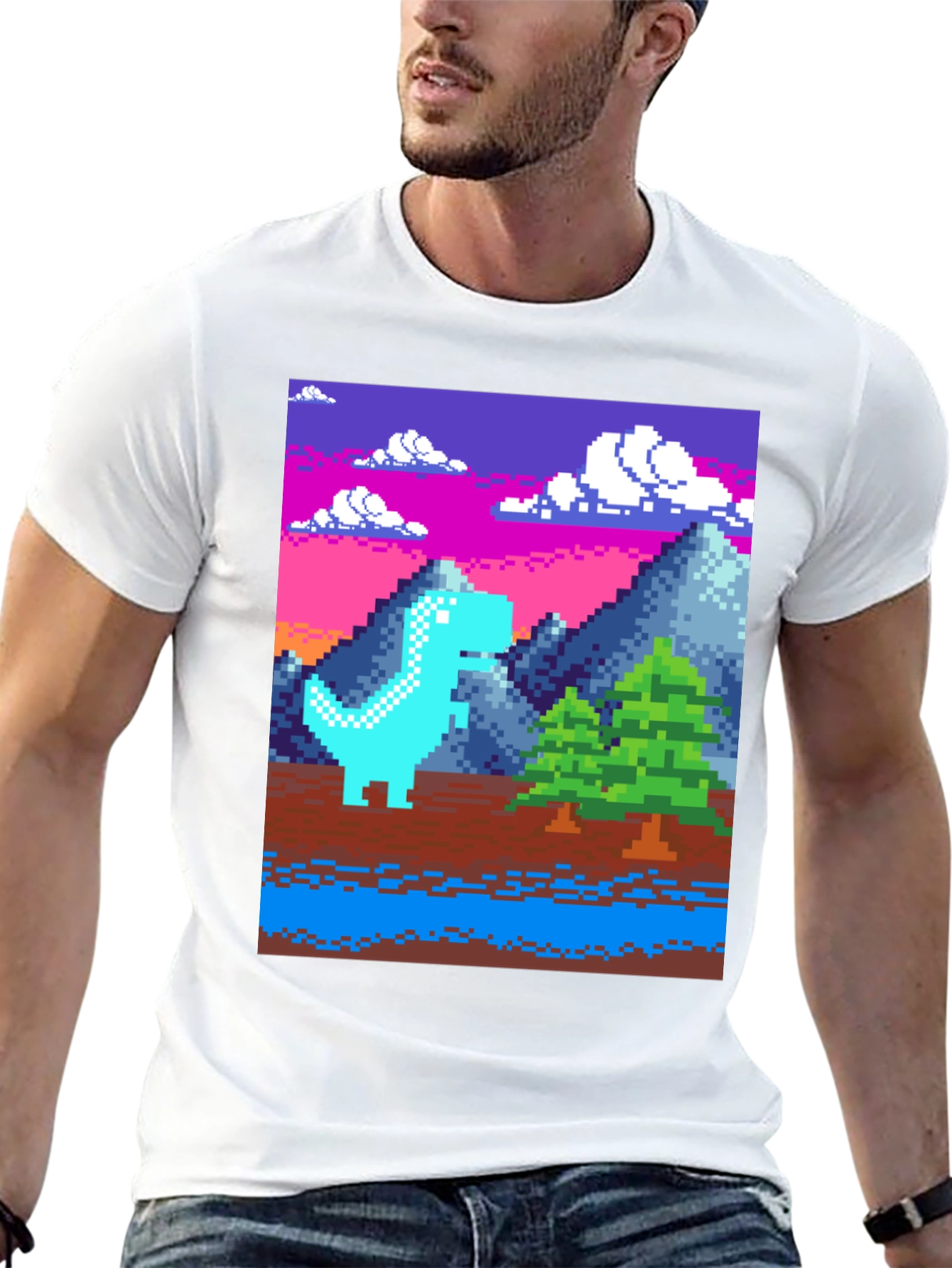Pixel Dino T-Shirt - Retro Gaming Style