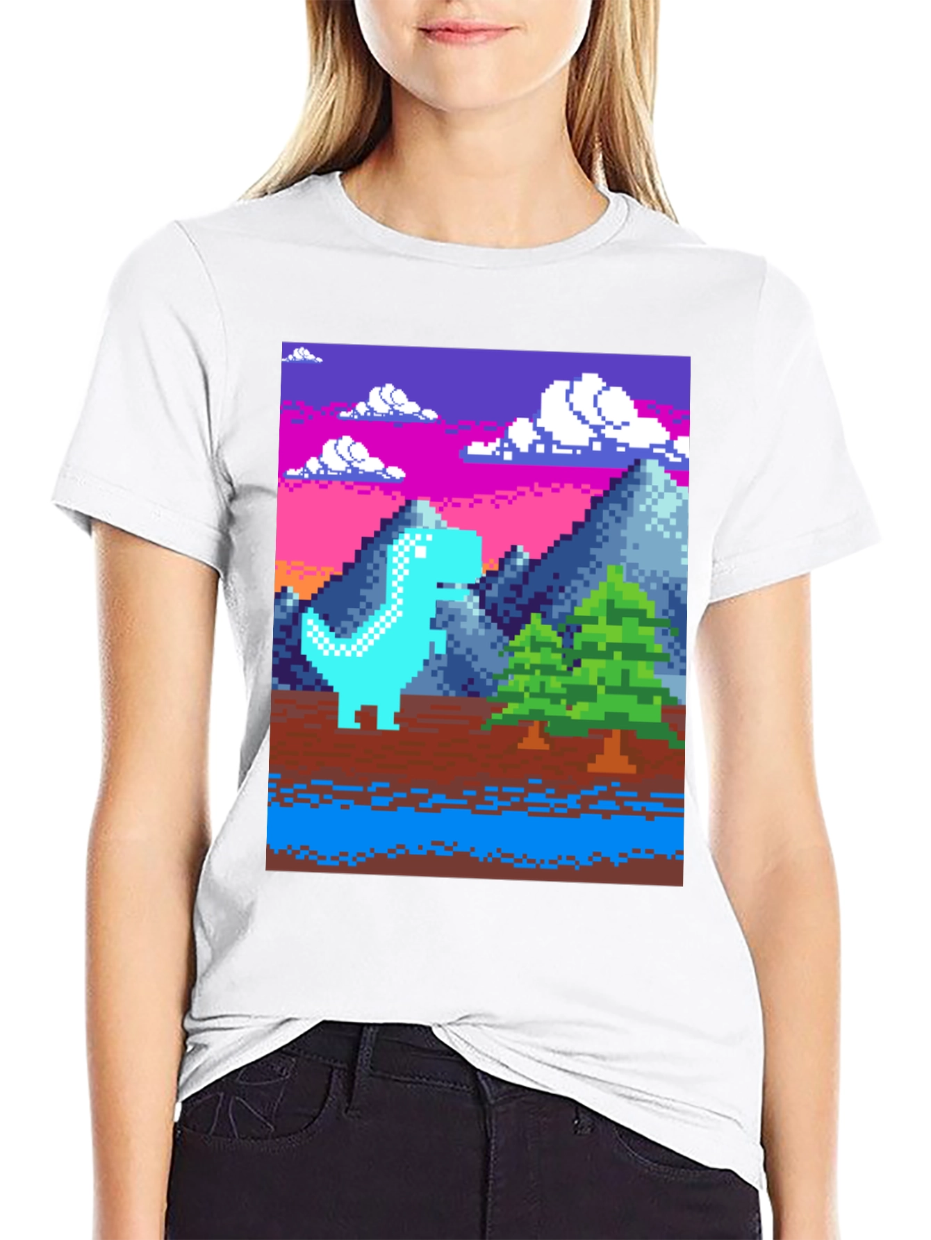 Pixel Dino T-Shirt - Retro Gaming Style