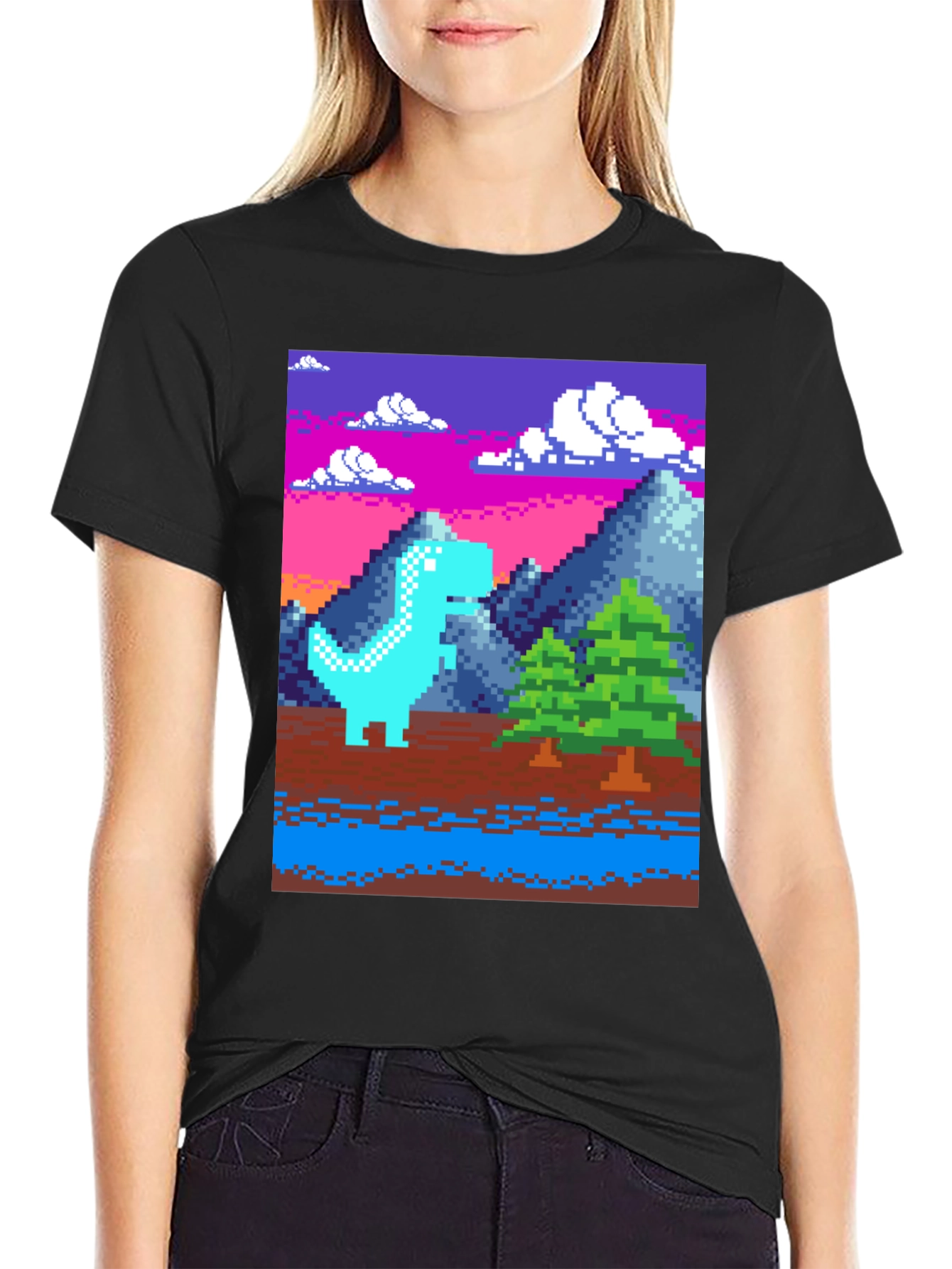 Pixel Dino T-Shirt - Retro Gaming Style