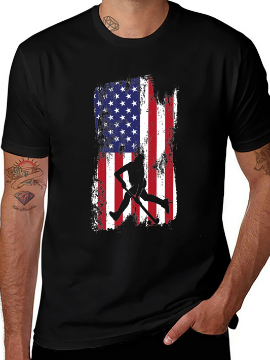 American Flag Baseball Silhouette T-Shirt