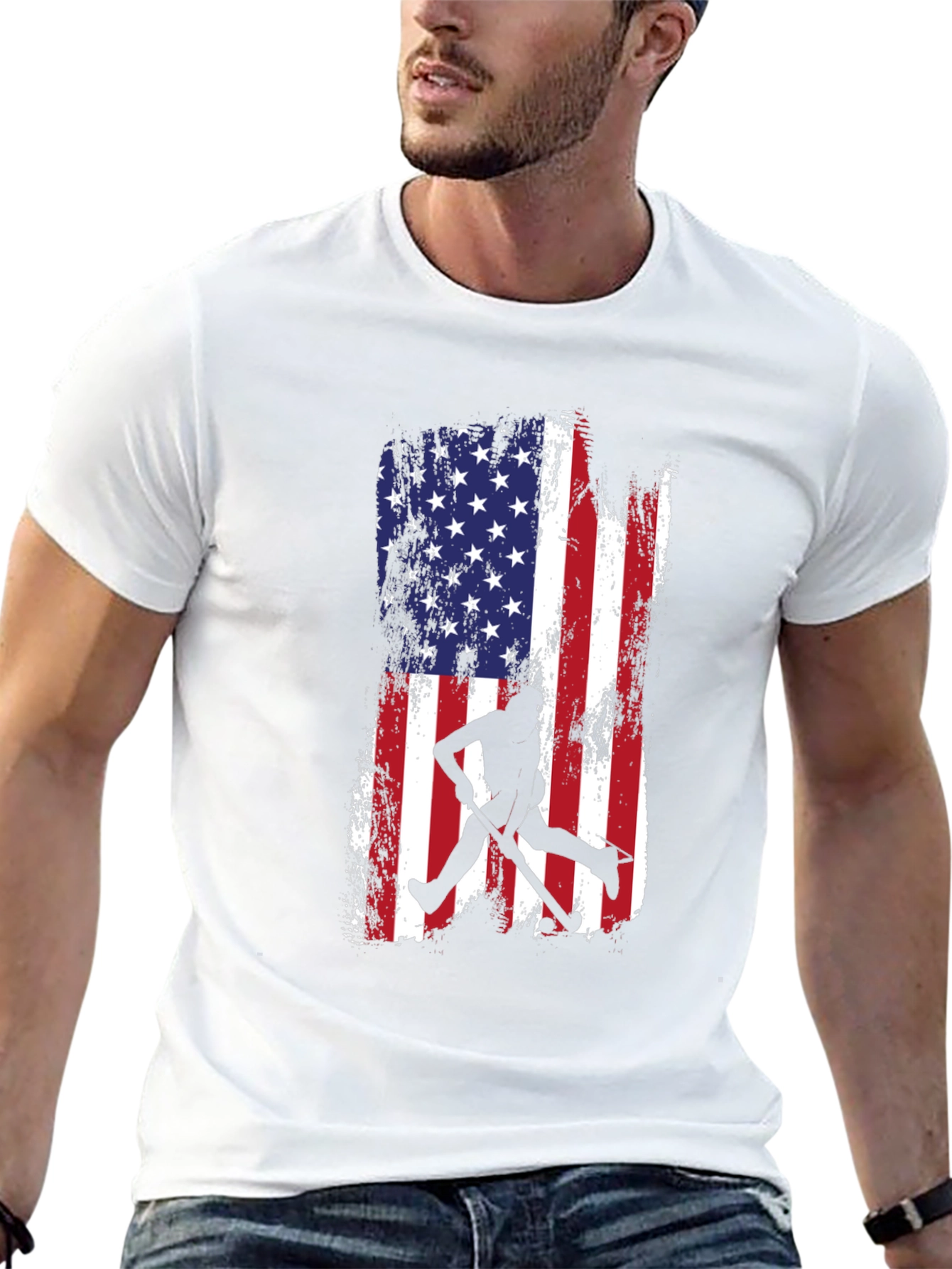 American Flag Baseball Silhouette T-Shirt