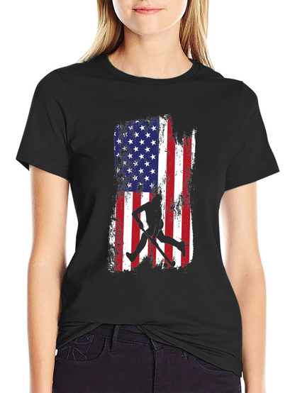 American Flag Baseball Silhouette T-Shirt