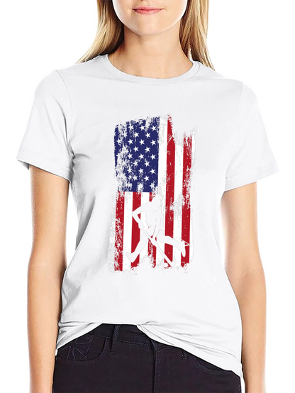 American Flag Baseball Silhouette T-Shirt