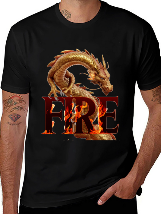 Fiery Dragon Graphic Tee - Bold and Unique Design
