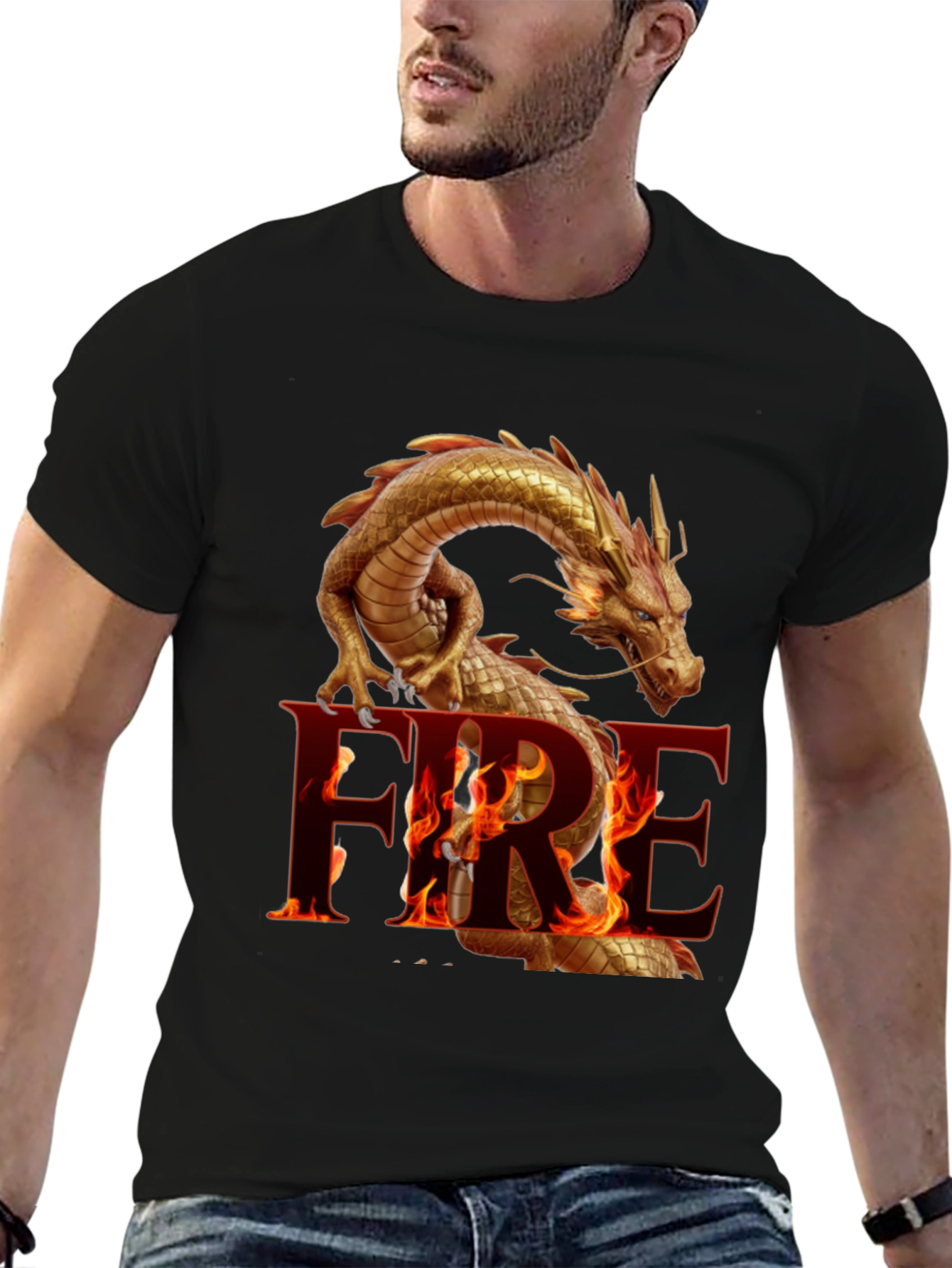 Fiery Dragon Graphic Tee - Bold and Unique Design