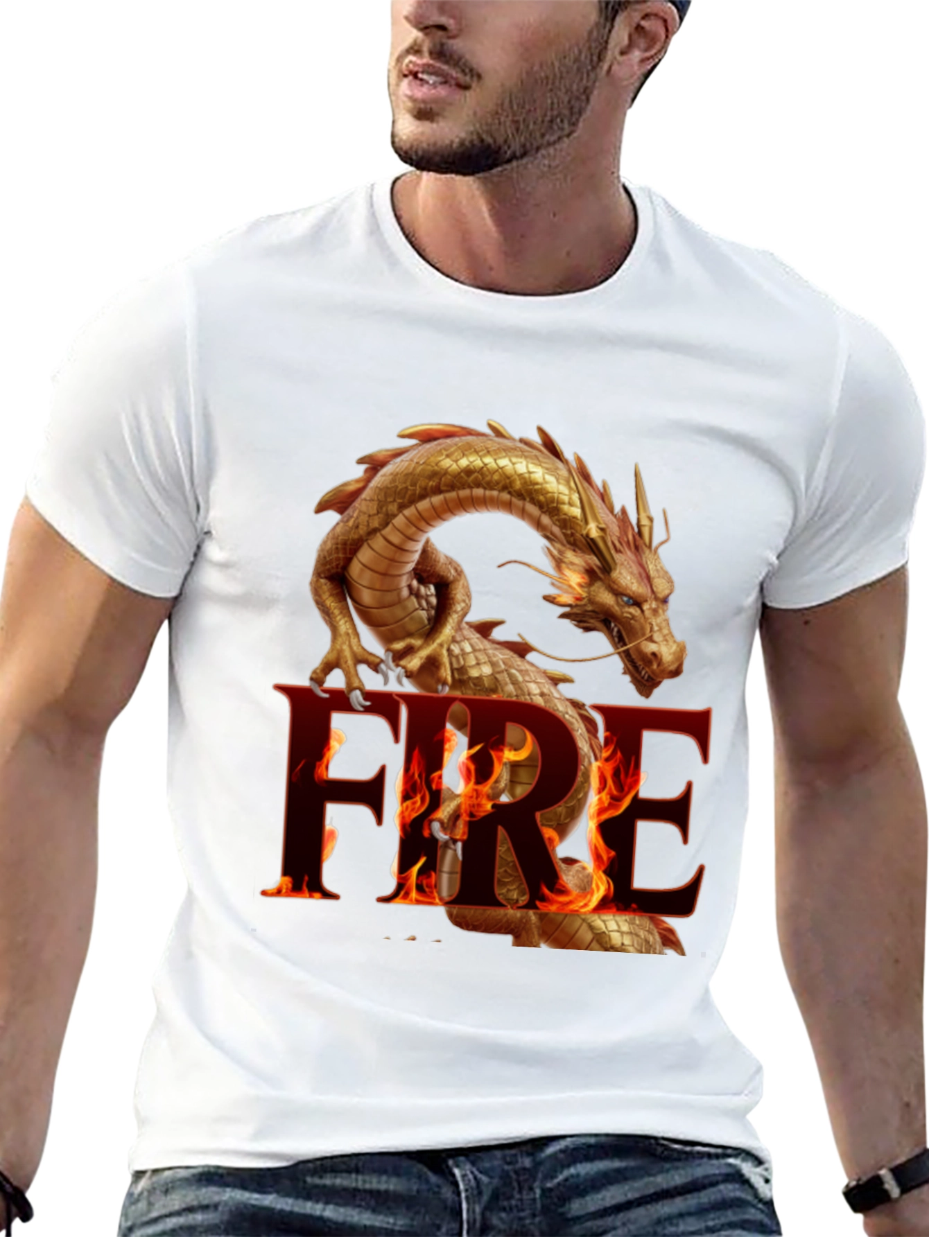 Fiery Dragon Graphic Tee - Bold and Unique Design