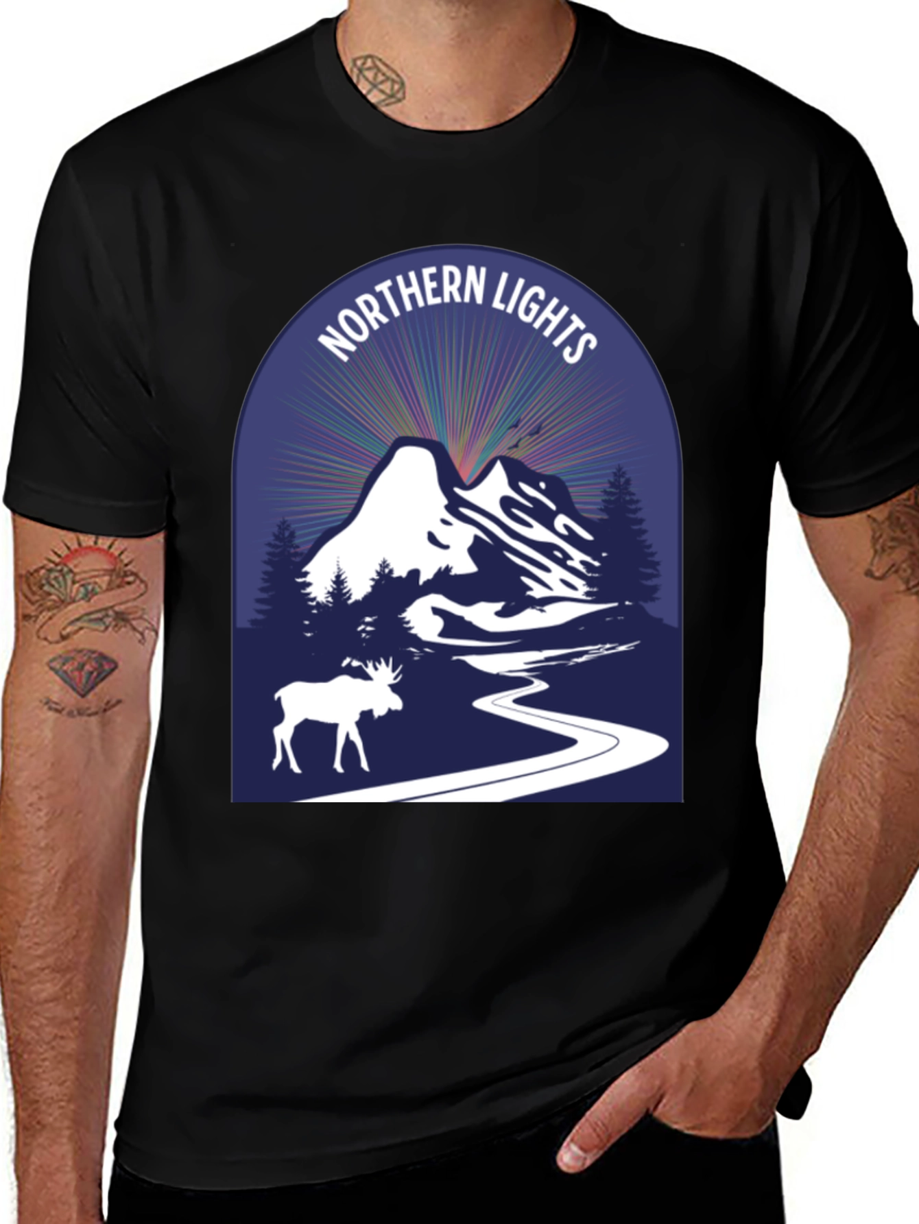 Northern Lights Moose Graphic Tee