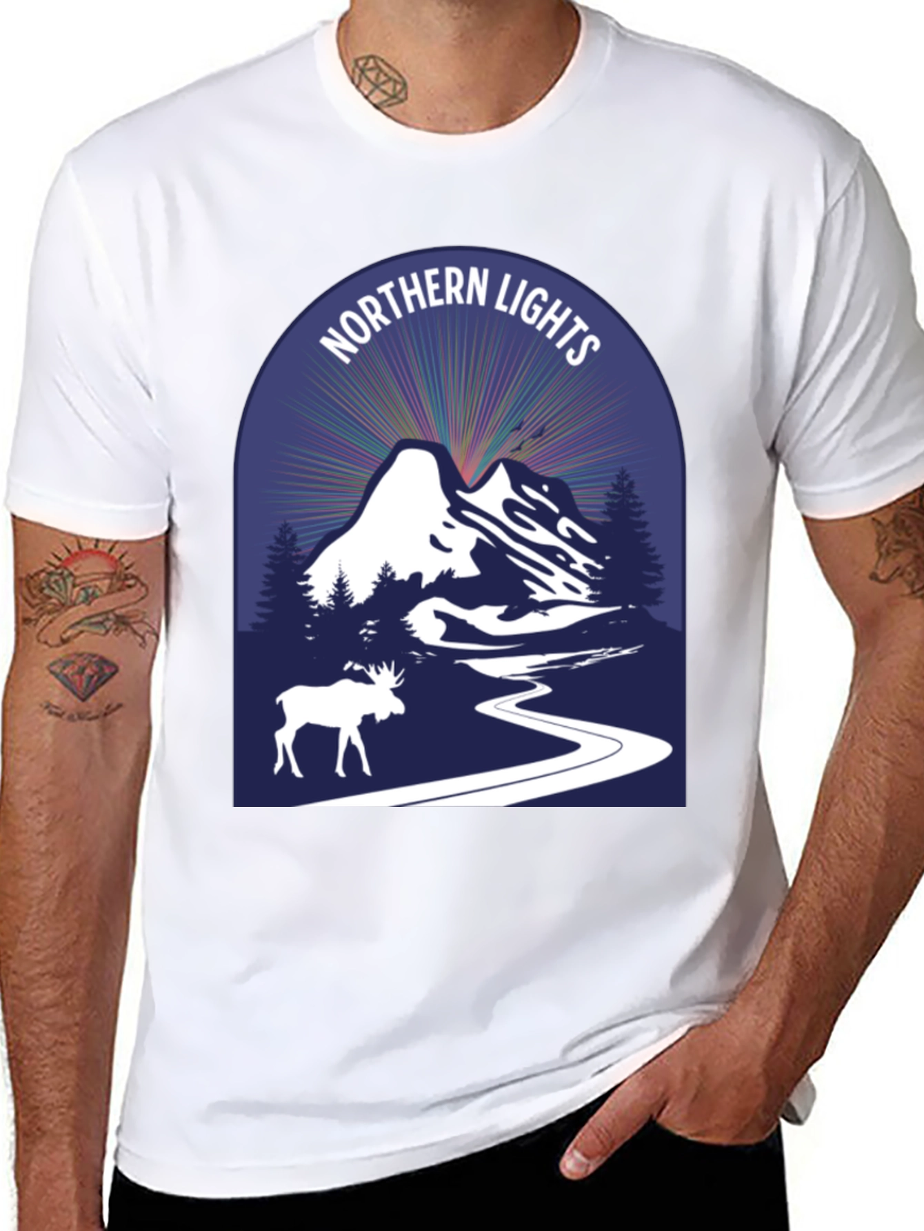 Northern Lights Moose Graphic Tee