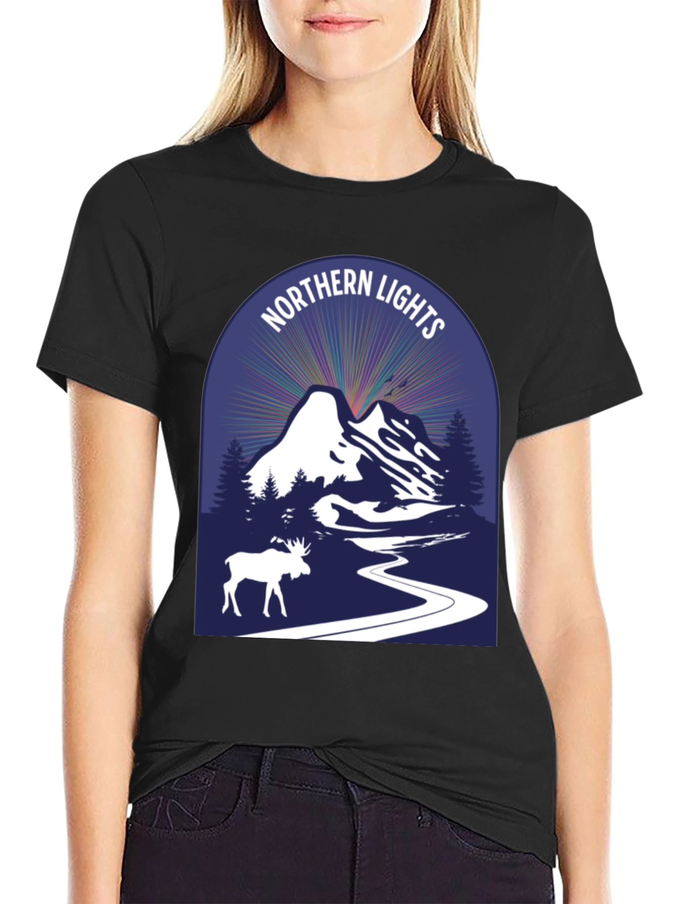 Northern Lights Moose Graphic Tee