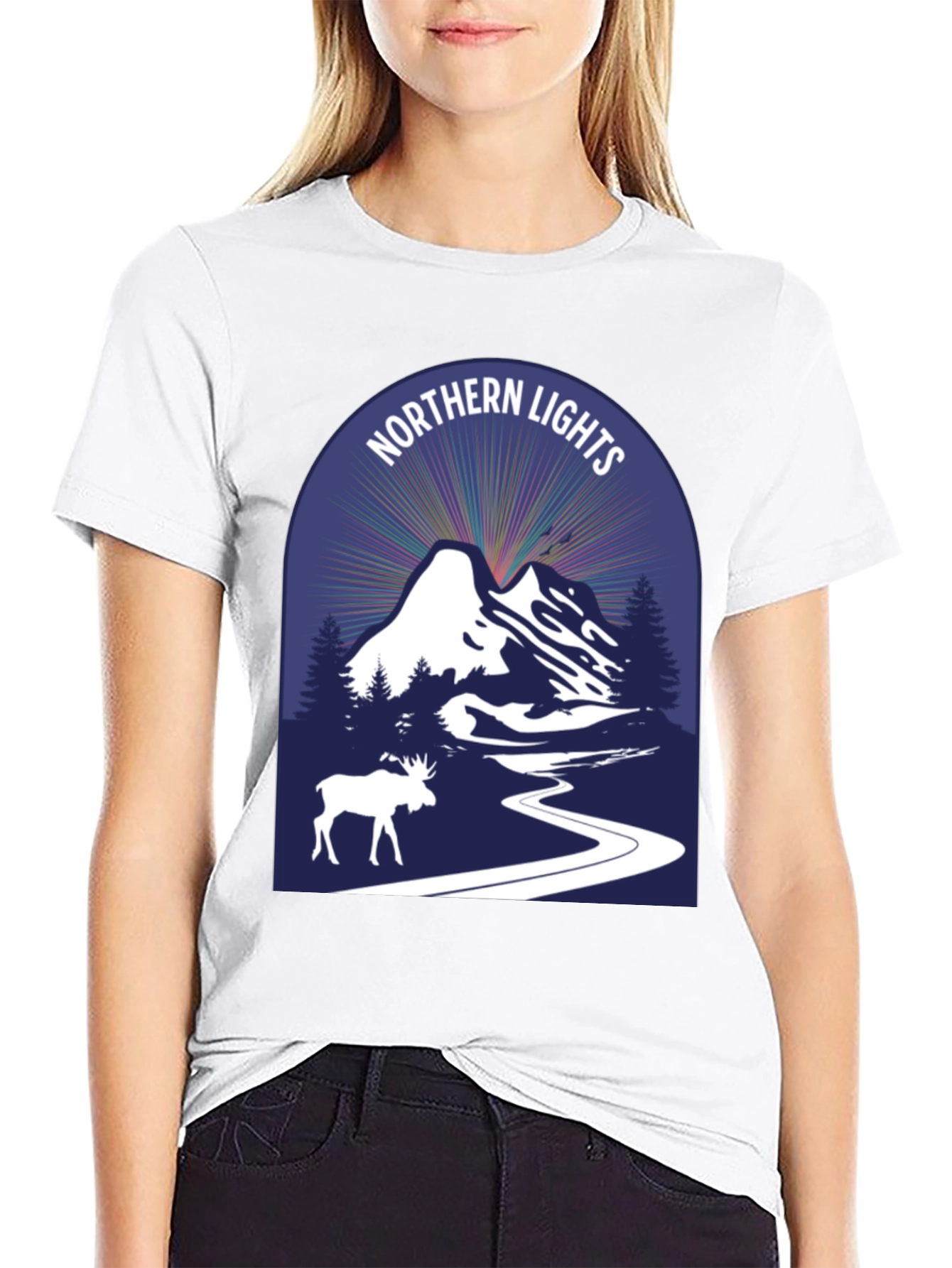Northern Lights Moose Graphic Tee