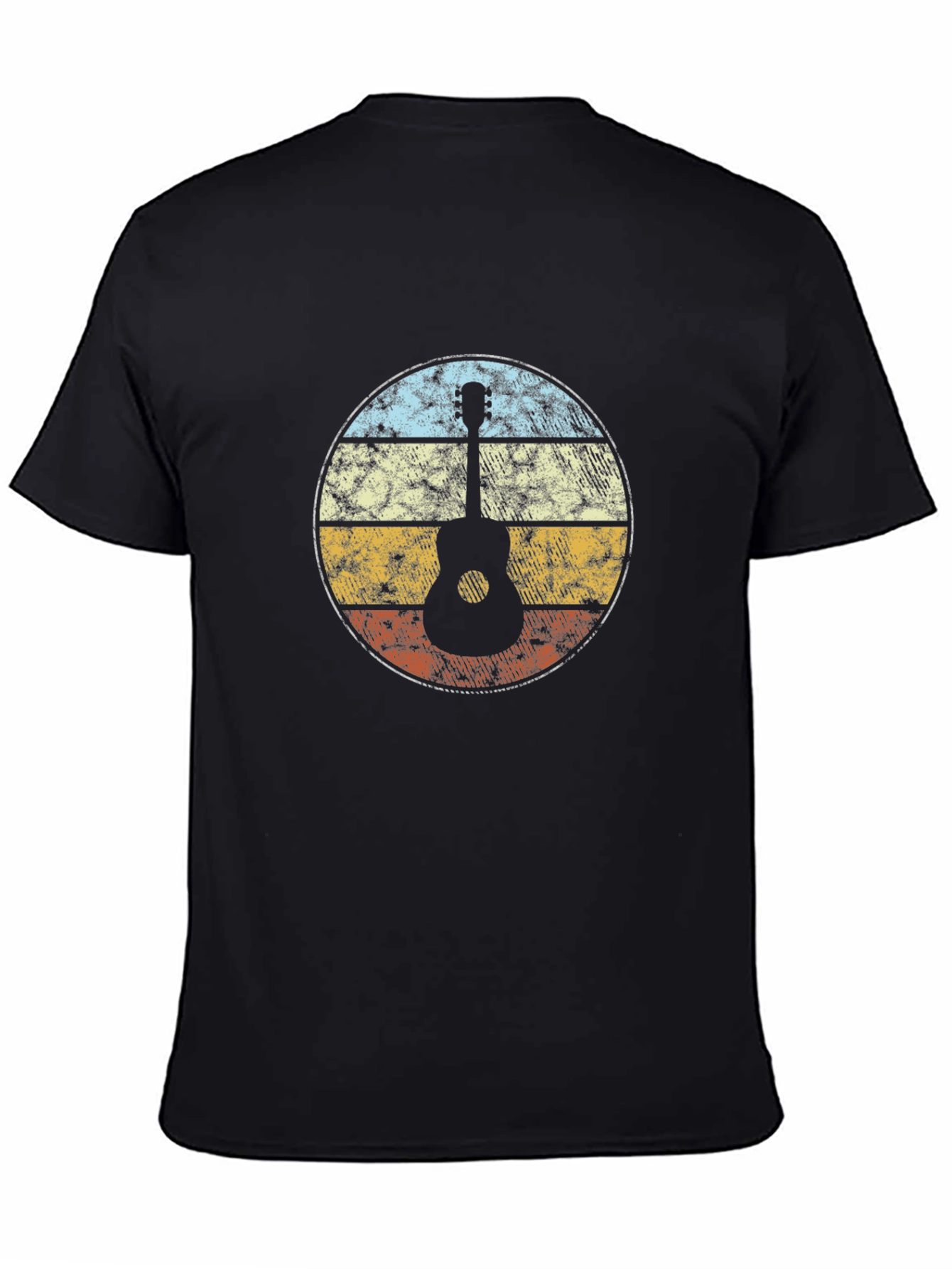 Retro Guitar Sunset Graphic Tee - Black