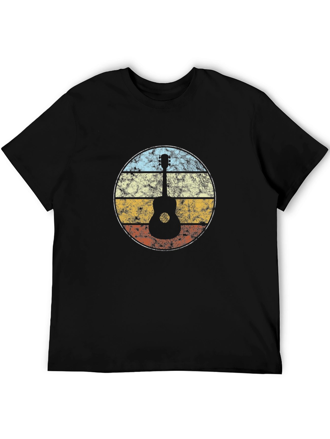 Retro Guitar Sunset Graphic Tee - Black