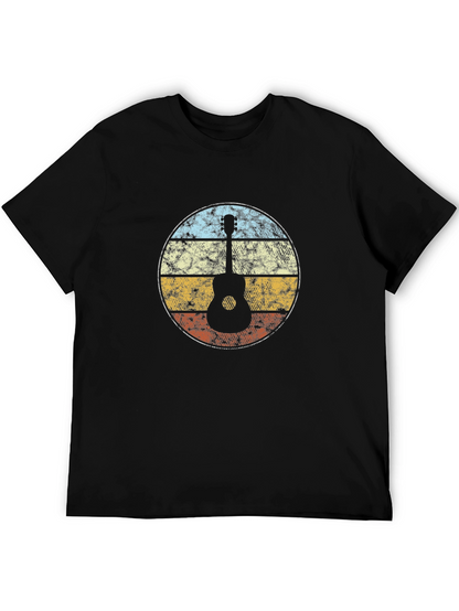 Retro Guitar Sunset Graphic Tee - Black