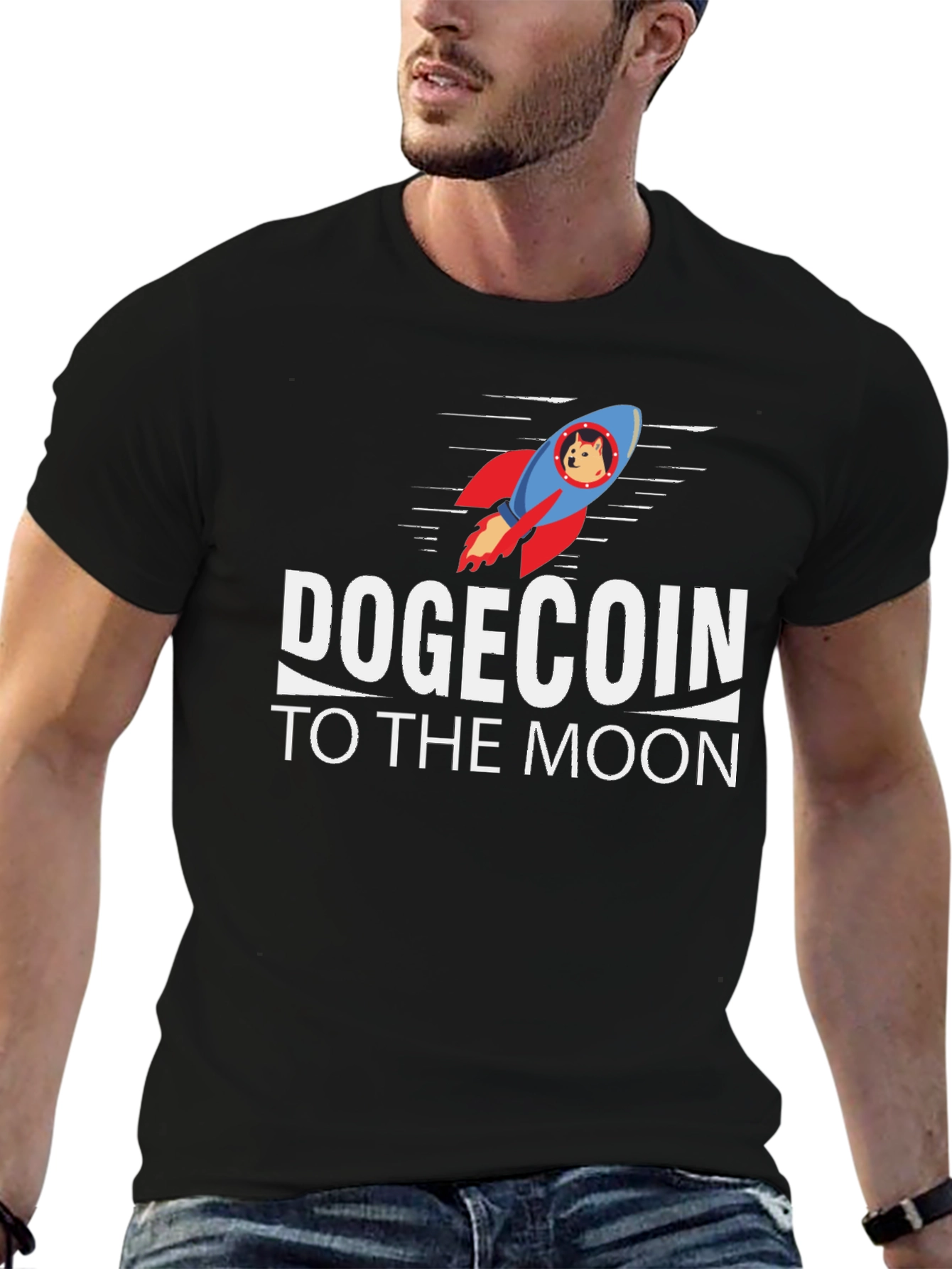 Dogecoin to the Moon Black T-Shirt