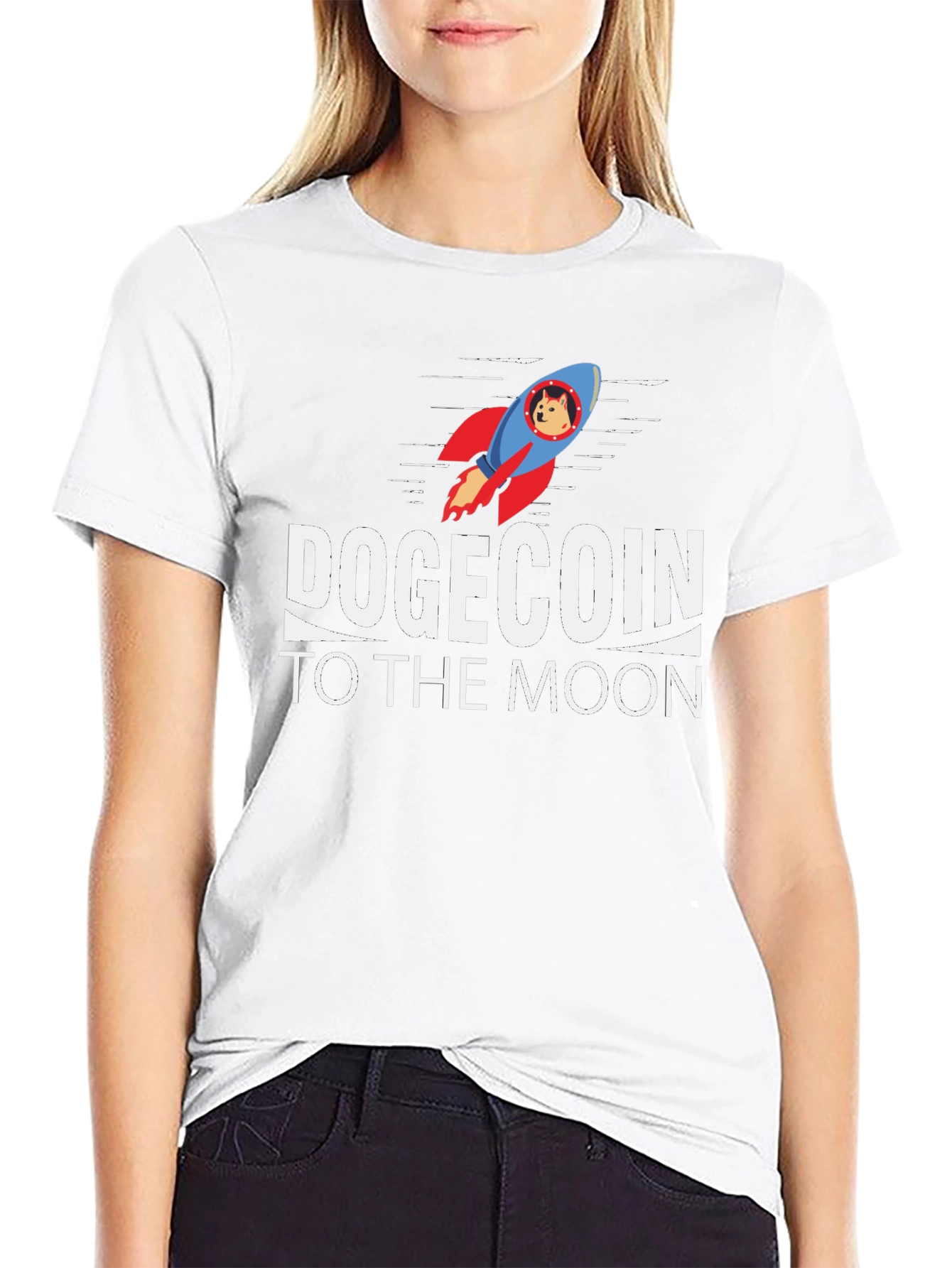 Dogecoin to the Moon Black T-Shirt