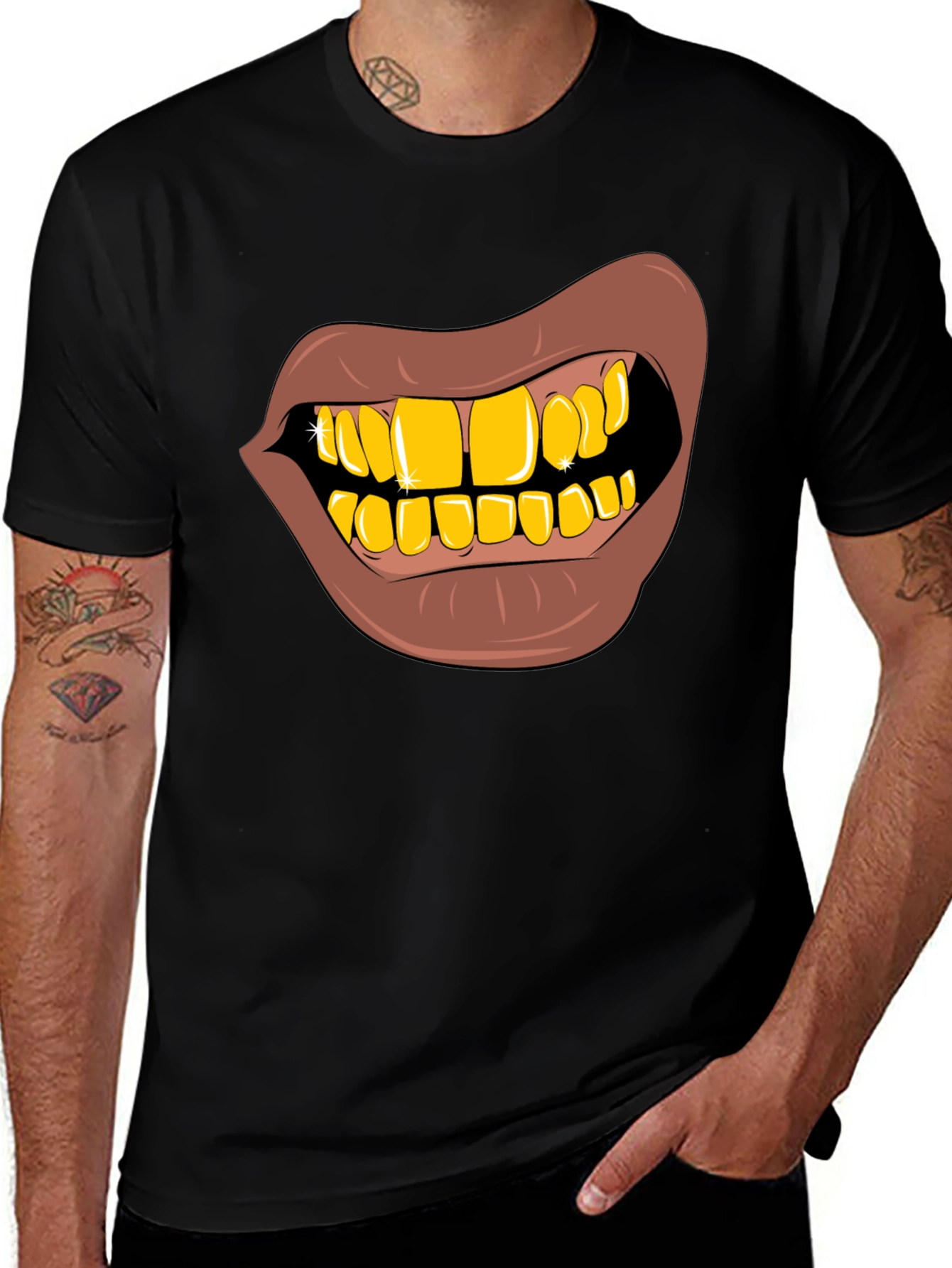 Gold Teeth Graphic T-Shirt - Novelty Style