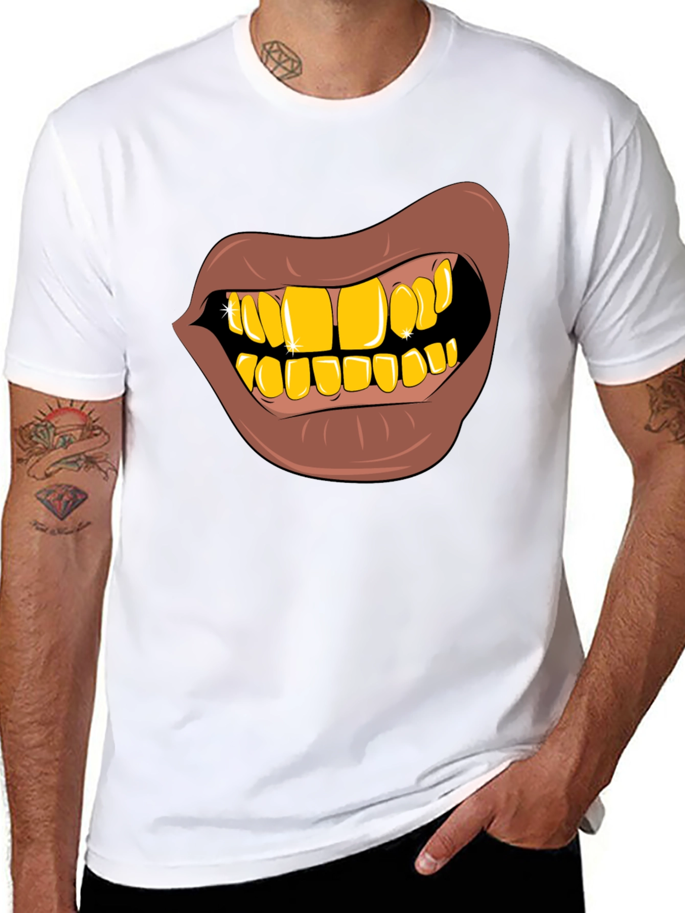 Gold Teeth Graphic T-Shirt - Novelty Style