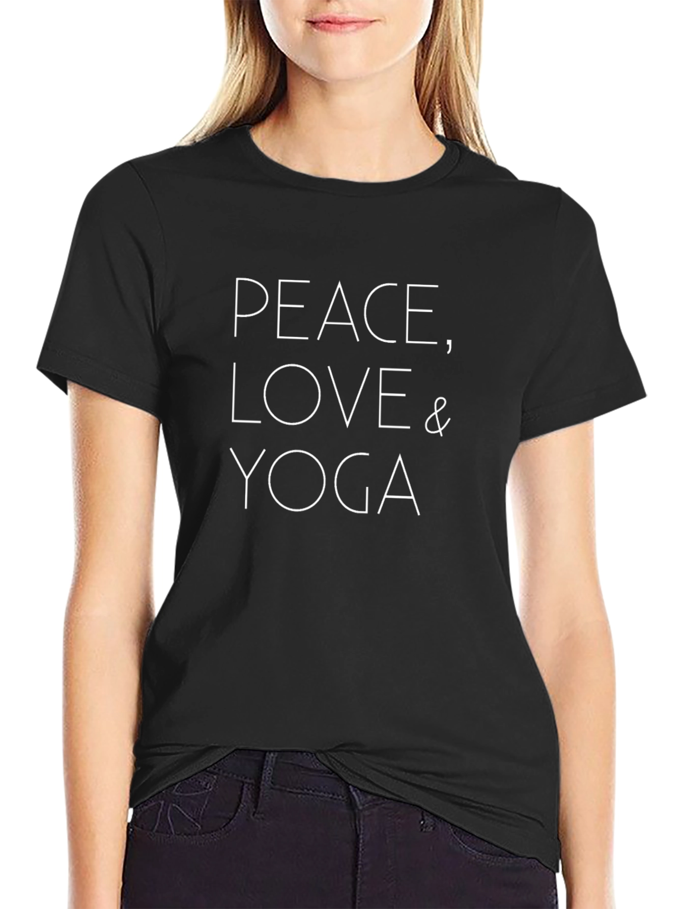 Peace Love Yoga T-Shirt - Black Graphic Tee