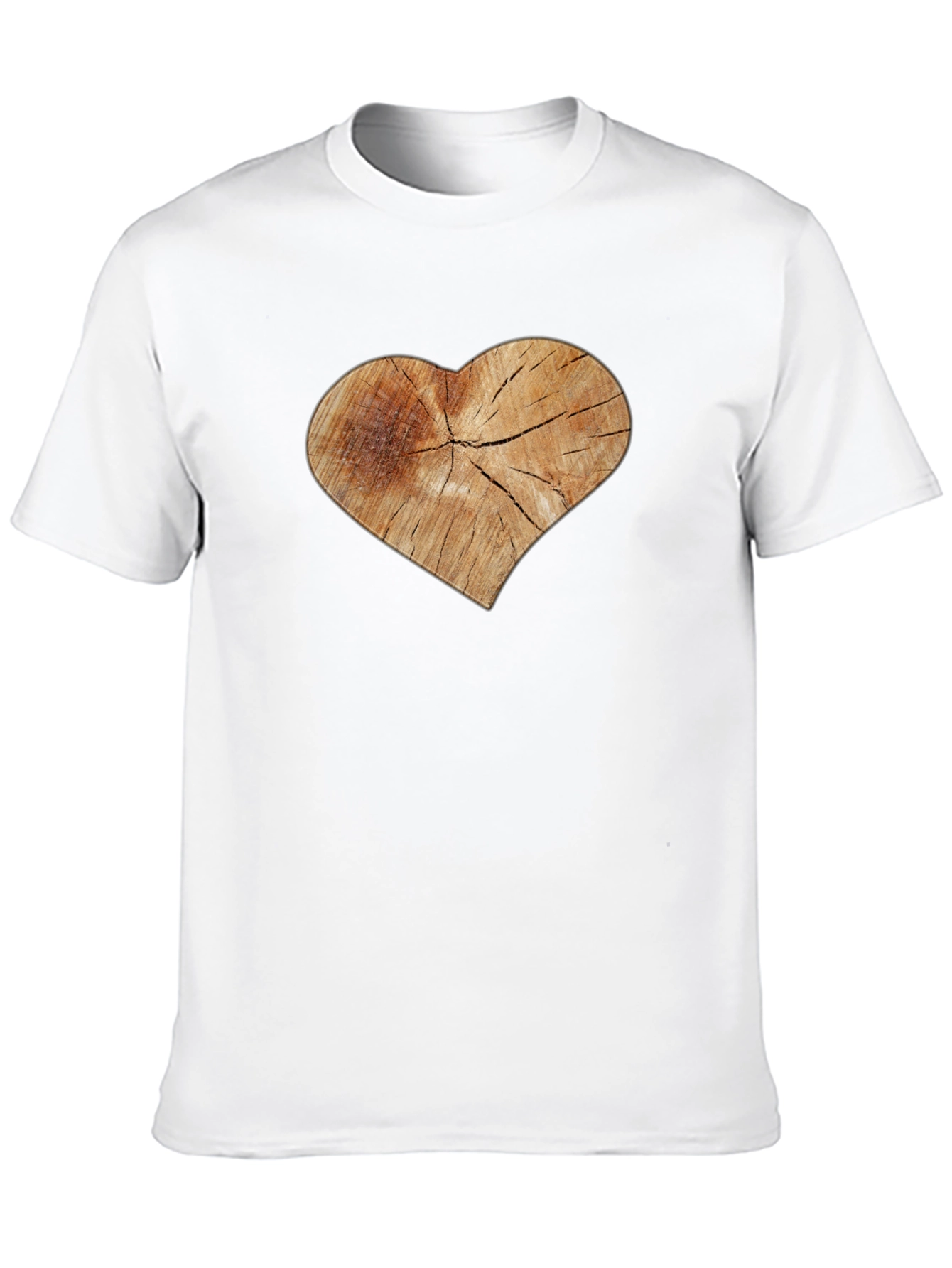 Rustic Wood Heart Graphic Tee - Black Cotton Blend