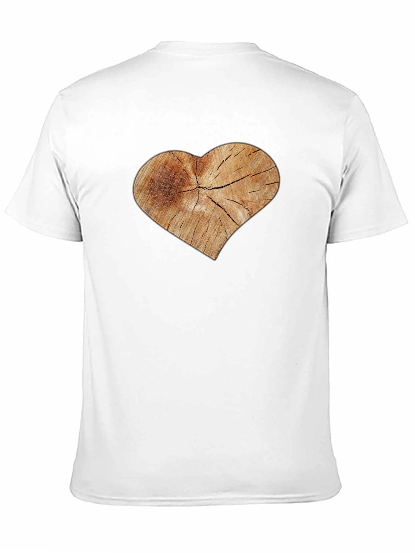 Rustic Wood Heart Graphic Tee - Black Cotton Blend