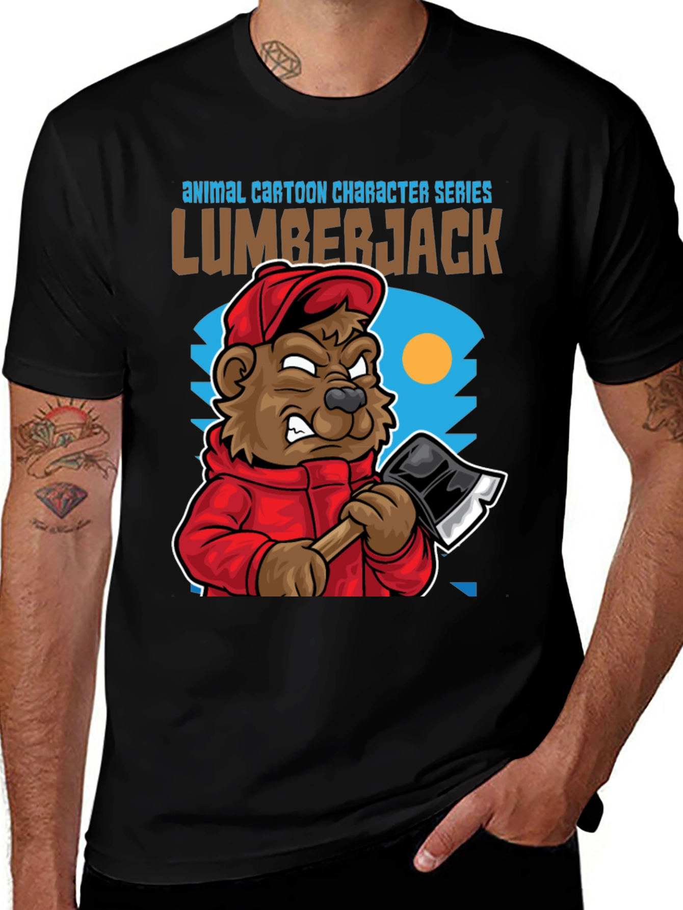 Lumberjack Bear Cartoon T-Shirt