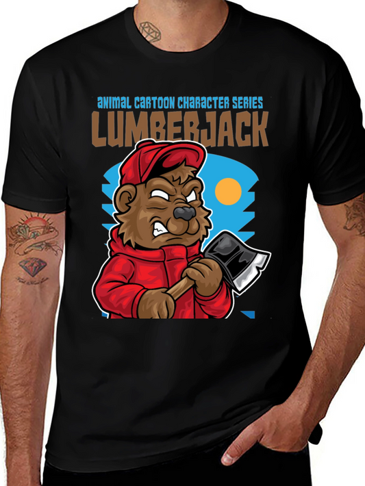 Lumberjack Bear Cartoon T-Shirt