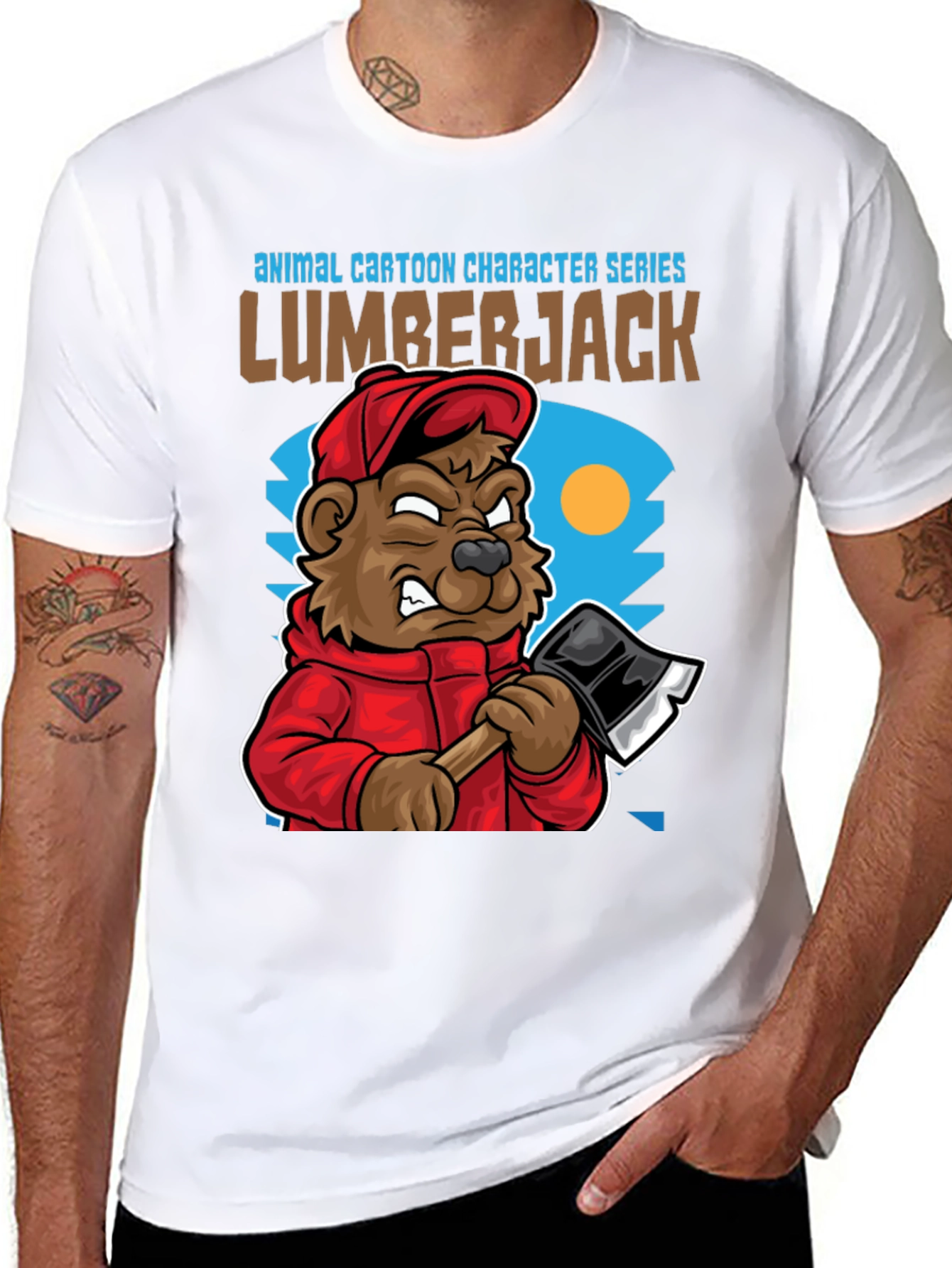 Lumberjack Bear Cartoon T-Shirt