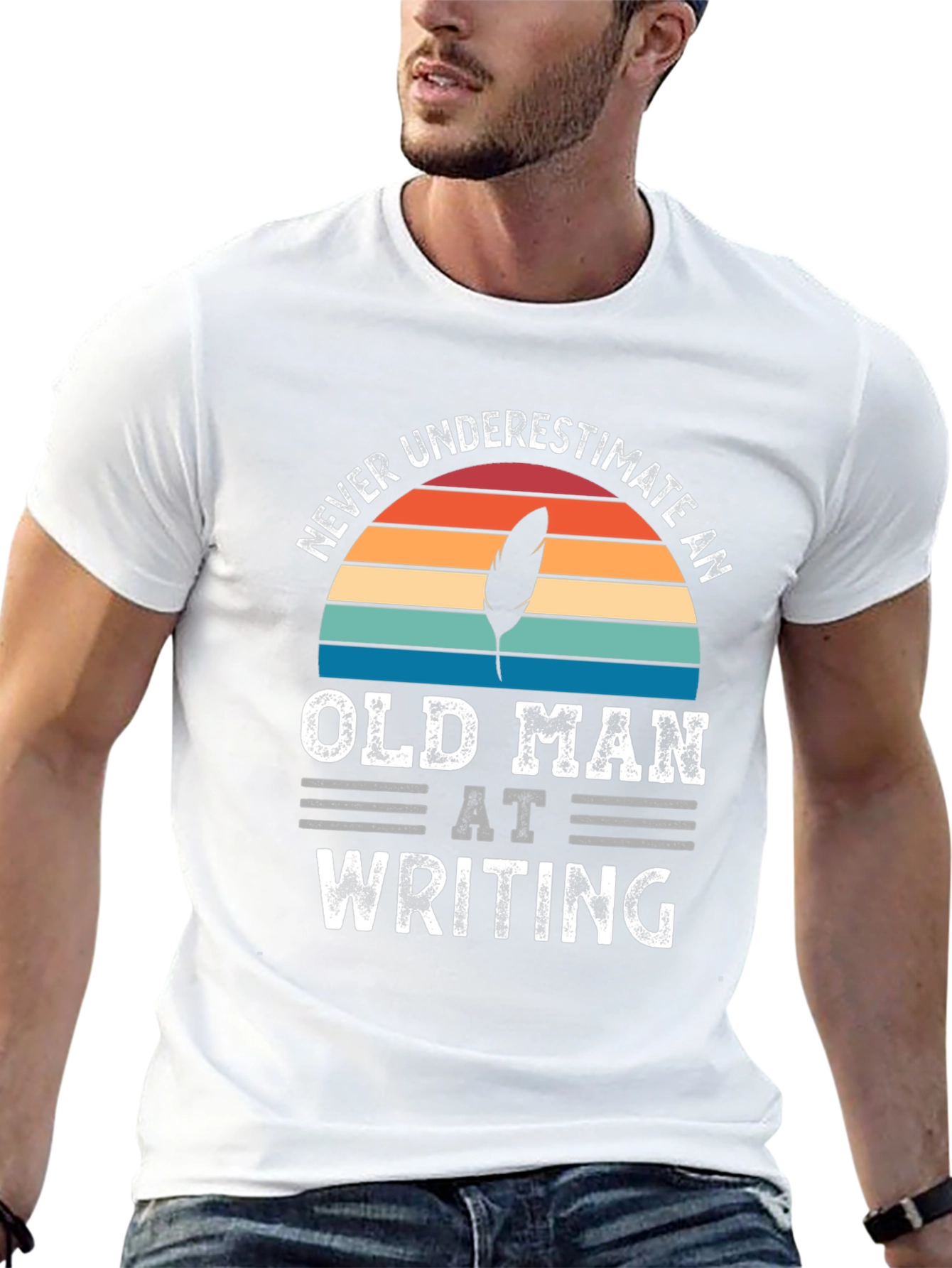 Never Underestimate Old Man Writing T-Shirt