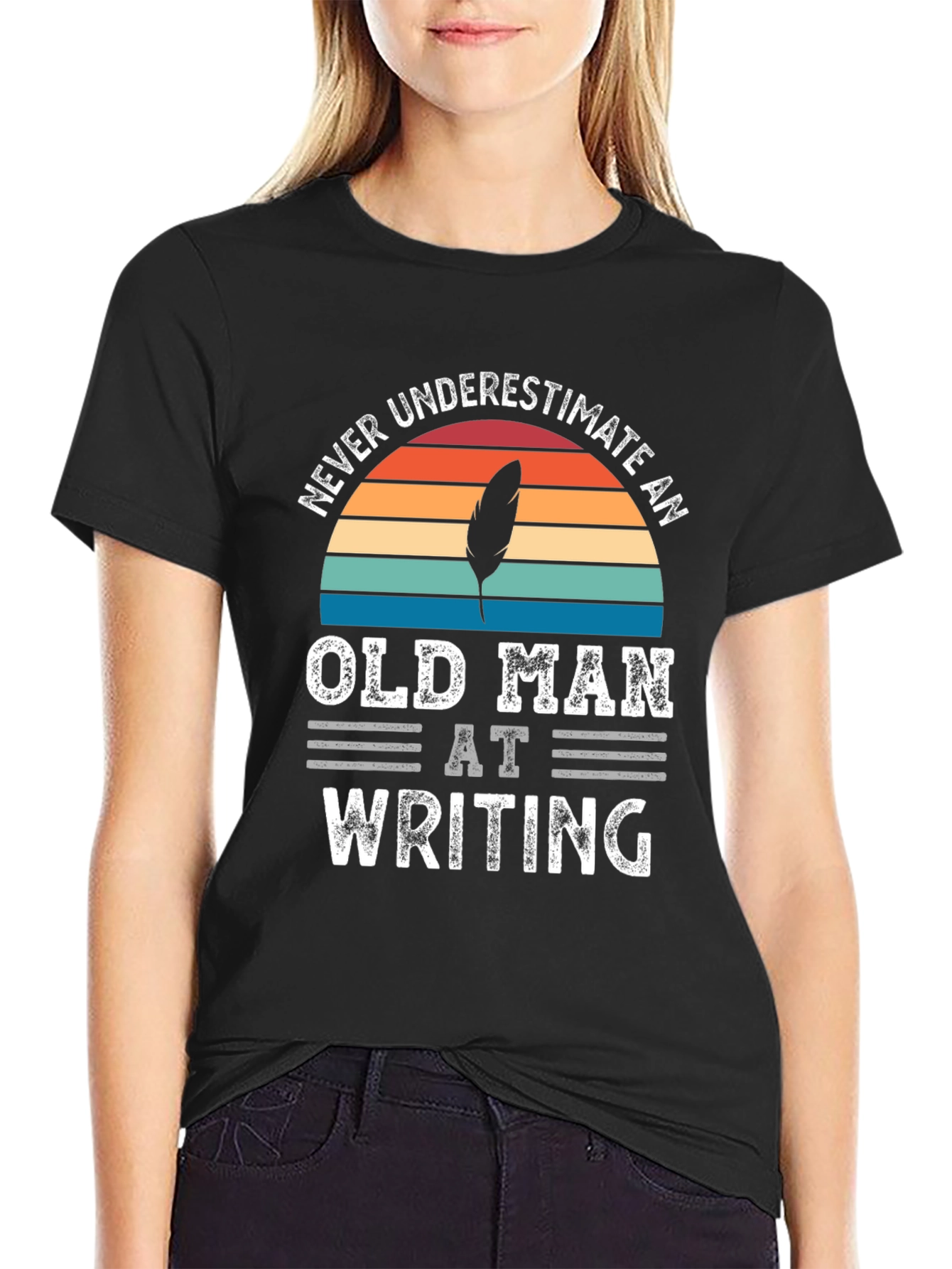 Never Underestimate Old Man Writing T-Shirt