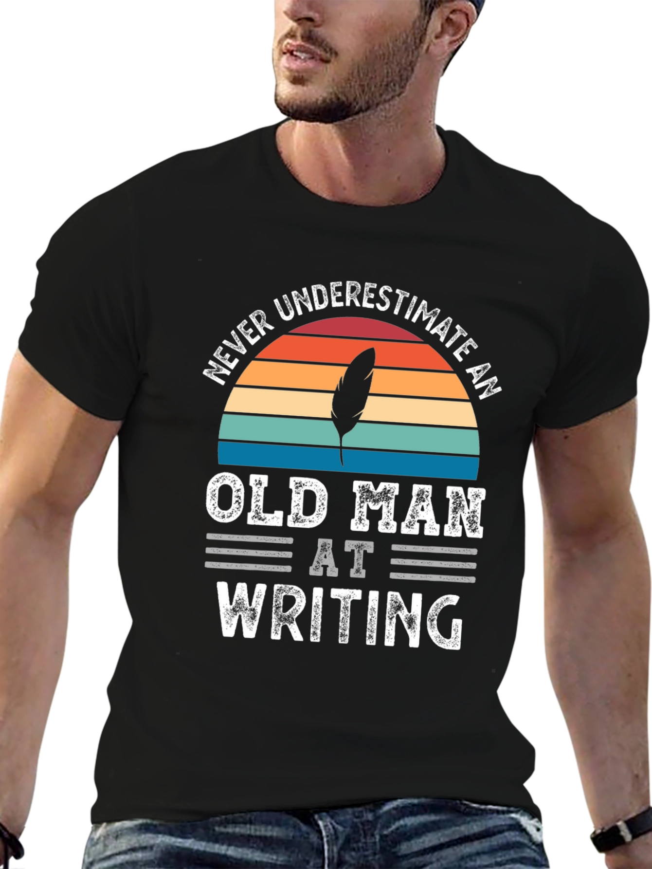 Never Underestimate Old Man Writing T-Shirt