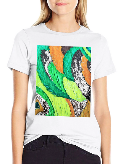 Abstract Feather Print Black T-Shirt