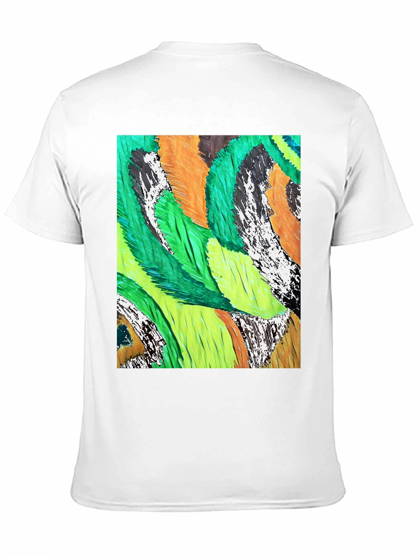 Abstract Feather Print Black T-Shirt