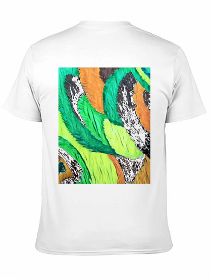 Abstract Feather Print Black T-Shirt