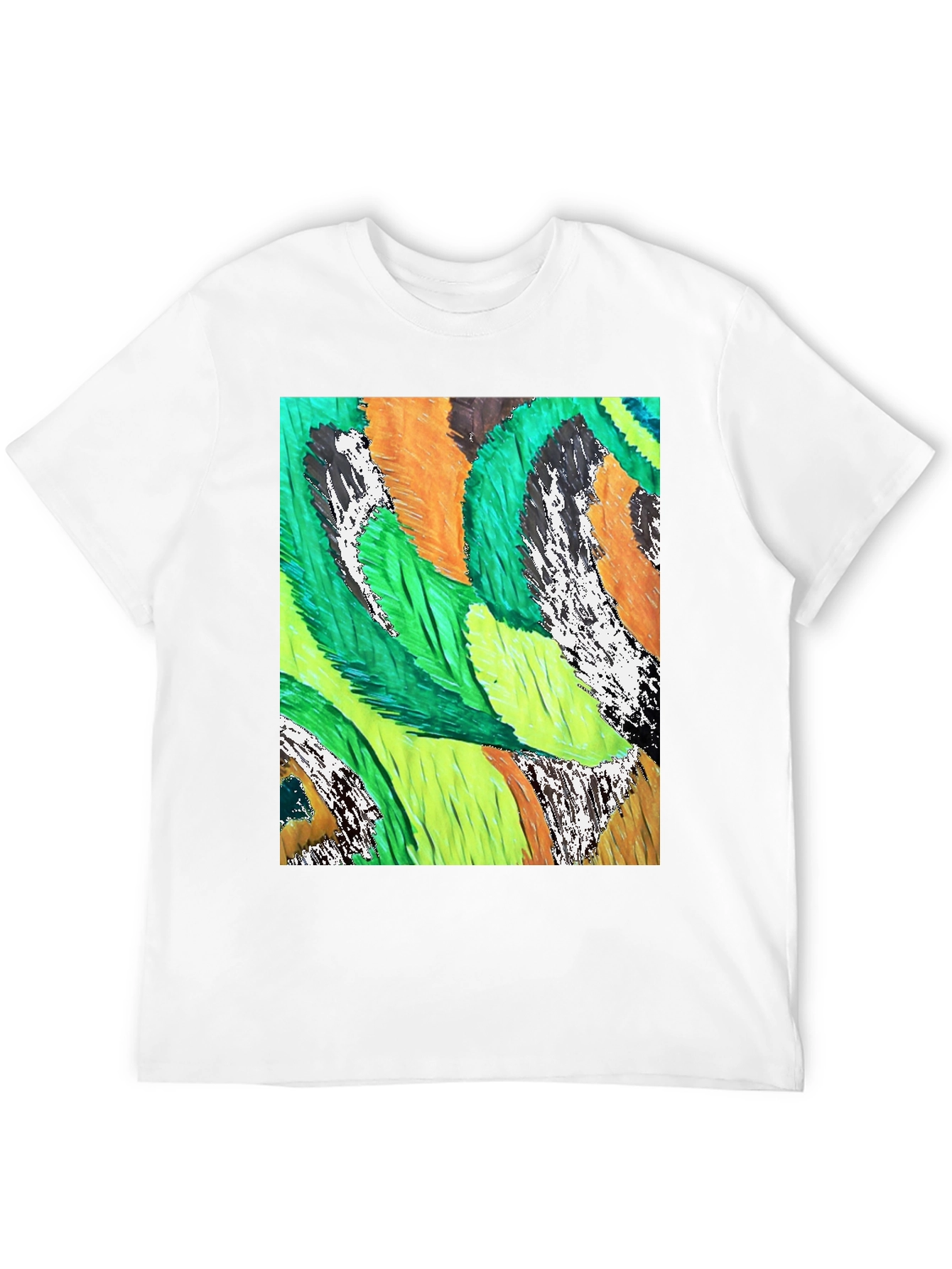 Abstract Feather Print Black T-Shirt