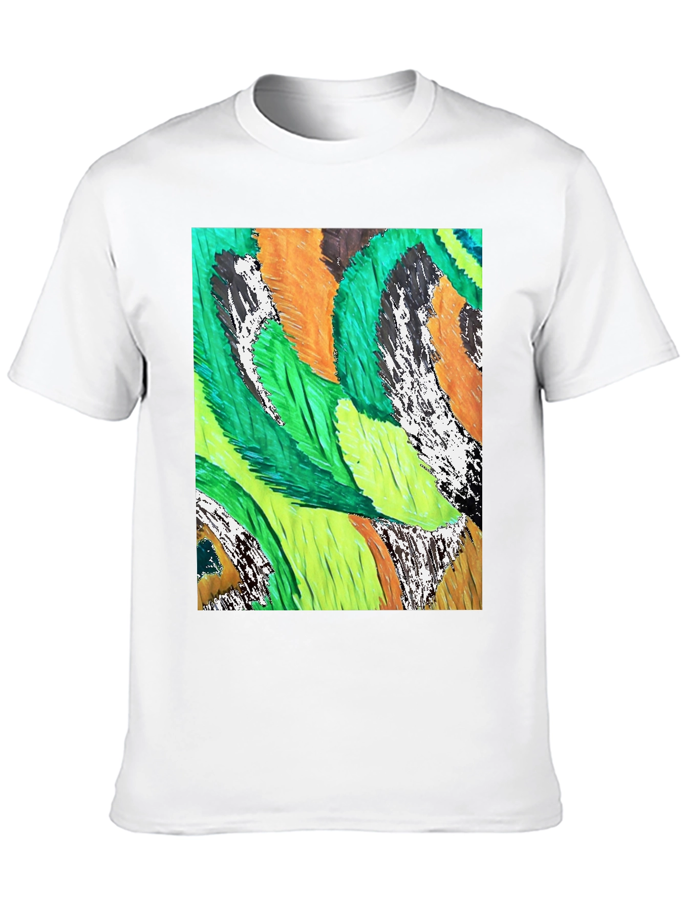 Abstract Feather Print Black T-Shirt