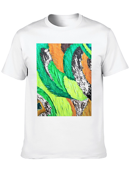Abstract Feather Print Black T-Shirt