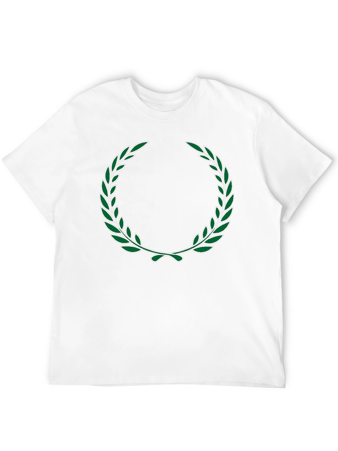 Green Laurel Wreath Design Black T-Shirt