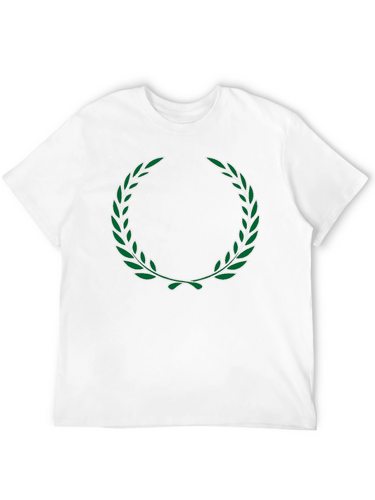 Green Laurel Wreath Design Black T-Shirt