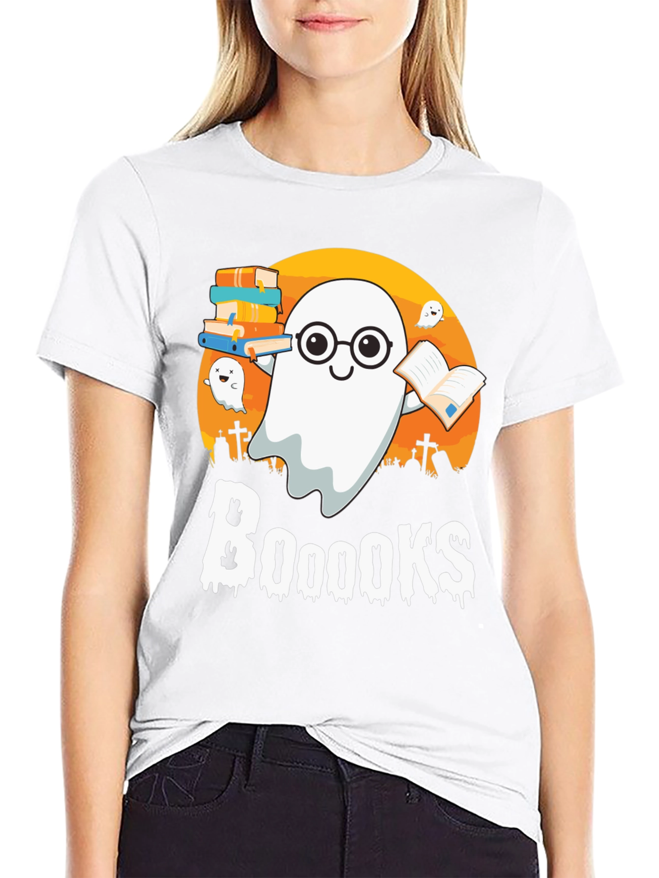 Booooks Halloween Reading Ghost T-Shirt