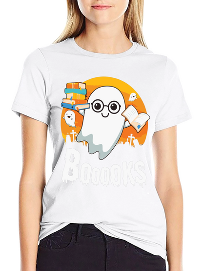 Booooks Halloween Reading Ghost T-Shirt