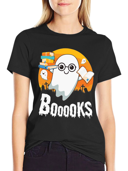 Booooks Halloween Reading Ghost T-Shirt