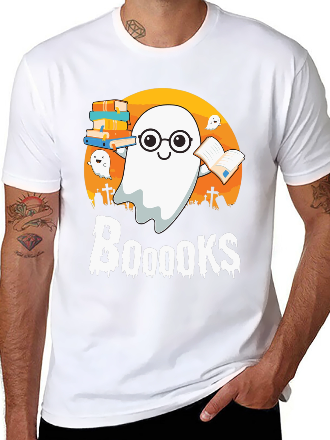 Booooks Halloween Reading Ghost T-Shirt